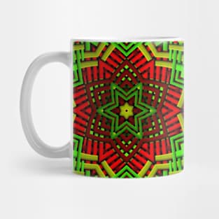 Weave Mandala Flower Red and Green Mug